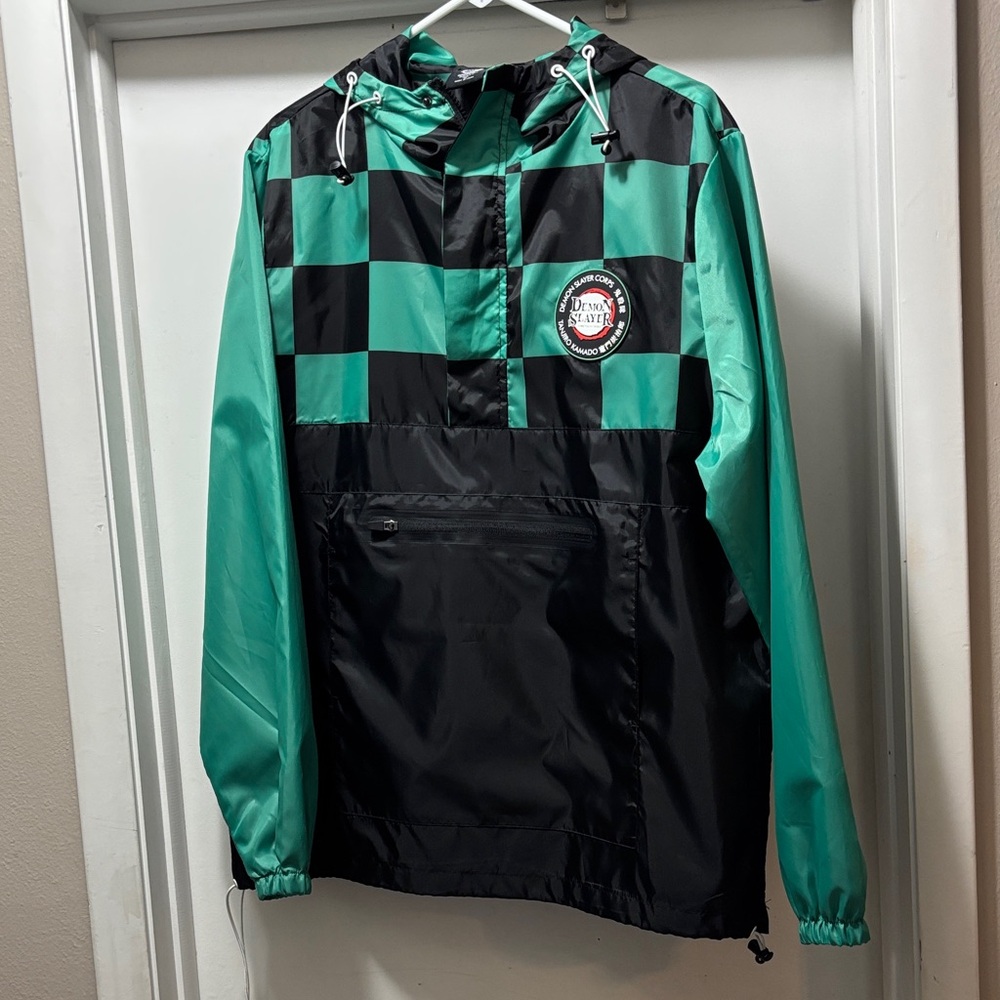 Black and Green Windbreaker Jacket
